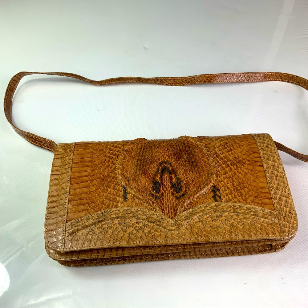 Tan Snake Skin Clutch
